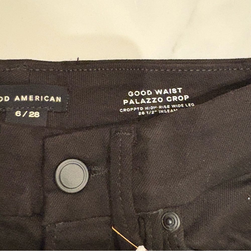 NWT Good American Good Waist Black Palazzo Crop Jeans - Picture 10 of 15